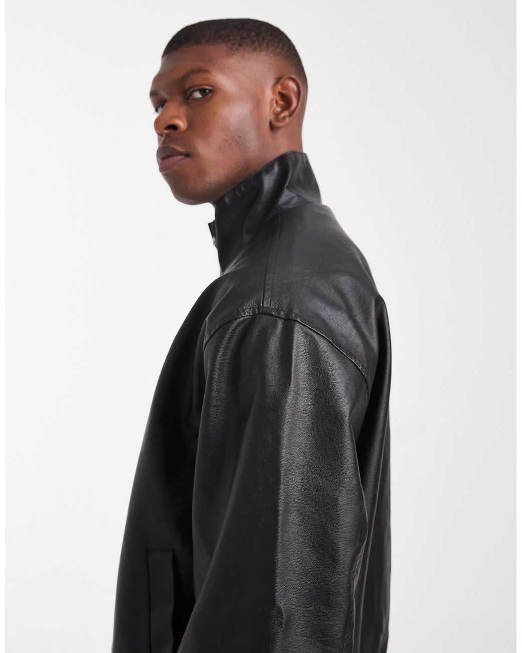 ASOS – bomberjacke aus kunstleder in Blue für Herren