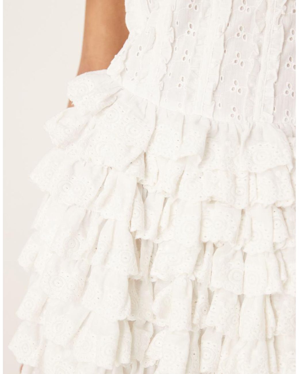 Amy Jane London Natural Genevieve Broderie Ruffle Mini Dress