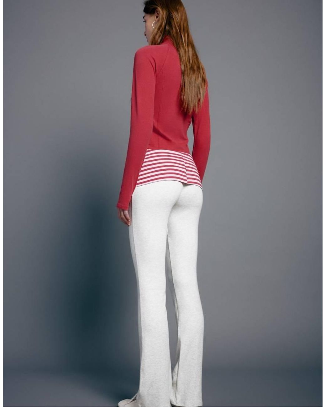 Stradivarius Red Turn-down Waist Bell Bottom leggings
