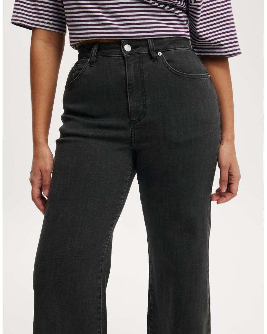 Cotton On Black Curvy Stretch Wide Jean