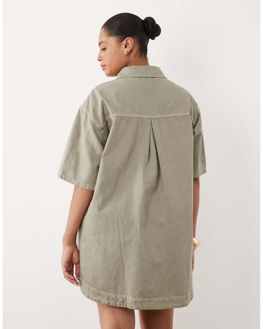 ASOS Green Asos Design Curve Denim Boxy Shirt Dress With Pocket Detail