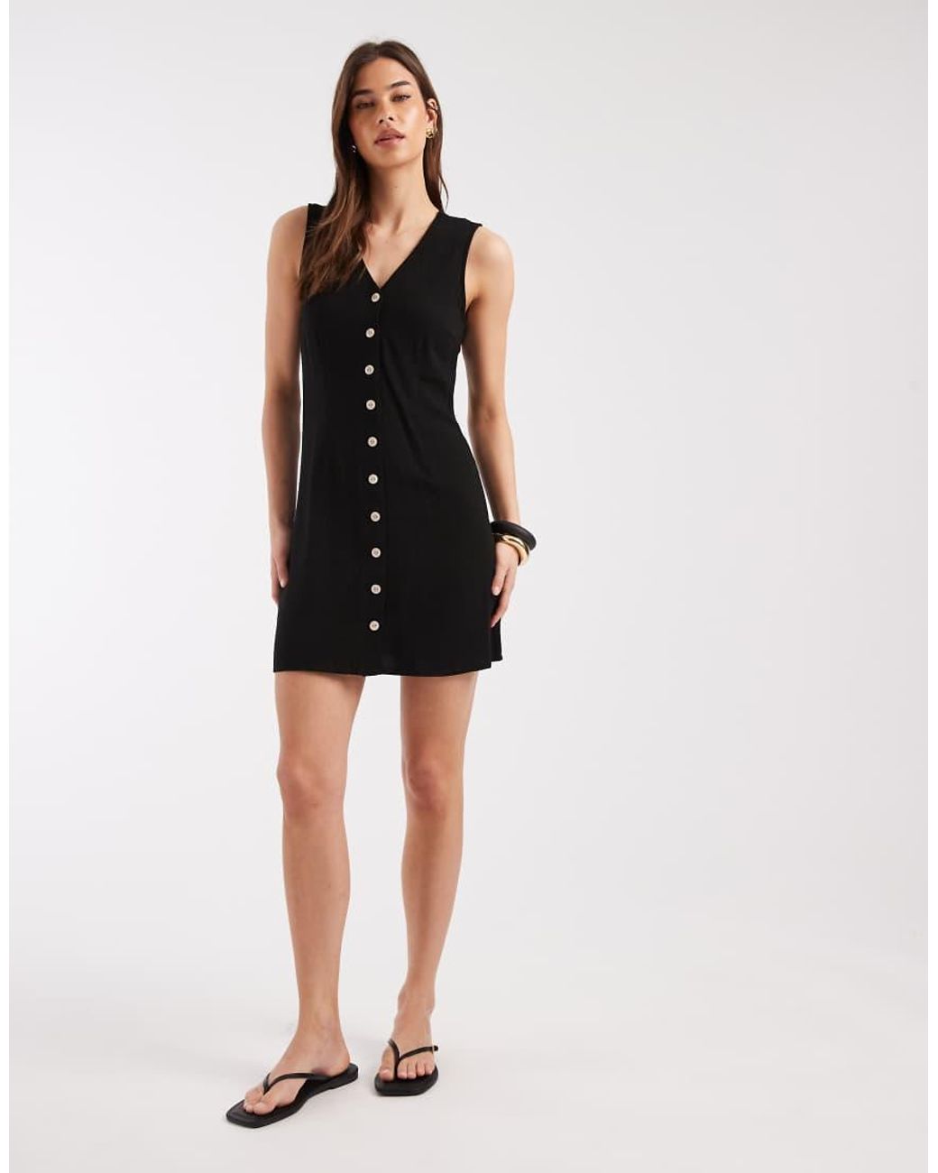 ONLY Black Sleeveless Linen Blend Mini Dress