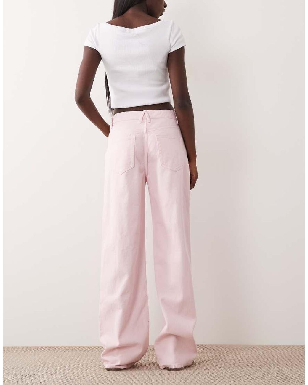 Lioness Pink Penny Asymmetric Button Detail Relaxed Leg Jeans