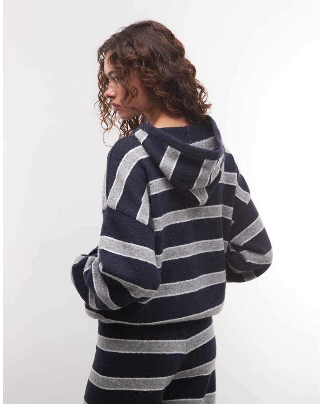 Collusion Blue Knitted Oversized Hoodie Co-ord