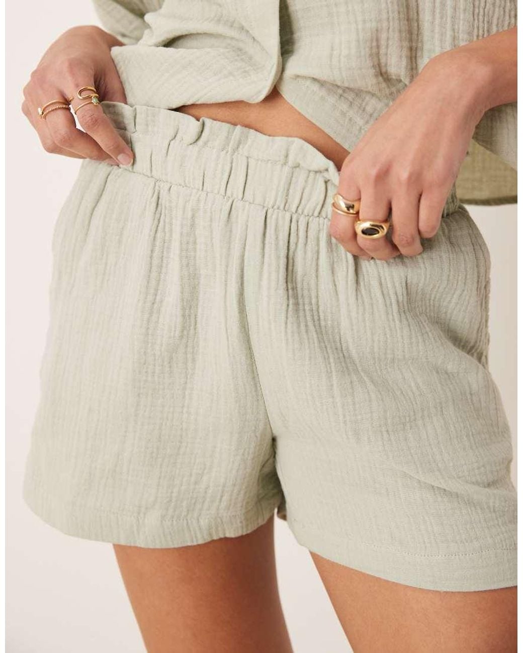 Jdy Natural Cheesecloth Shorts Co-Ord