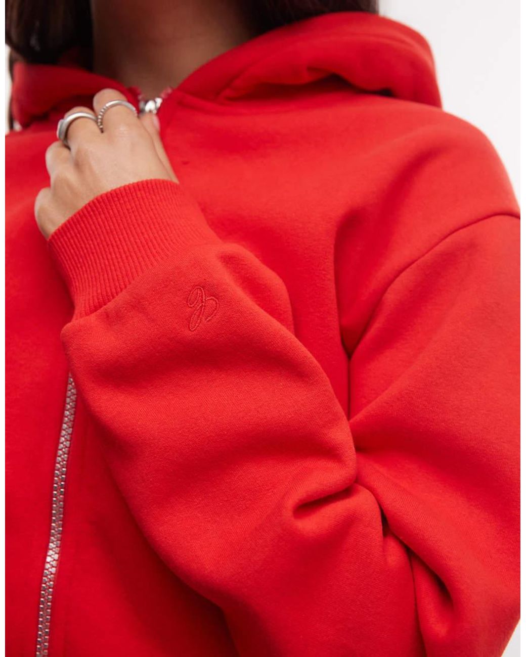 Collusion Red Cropped Hoodie Zip Through