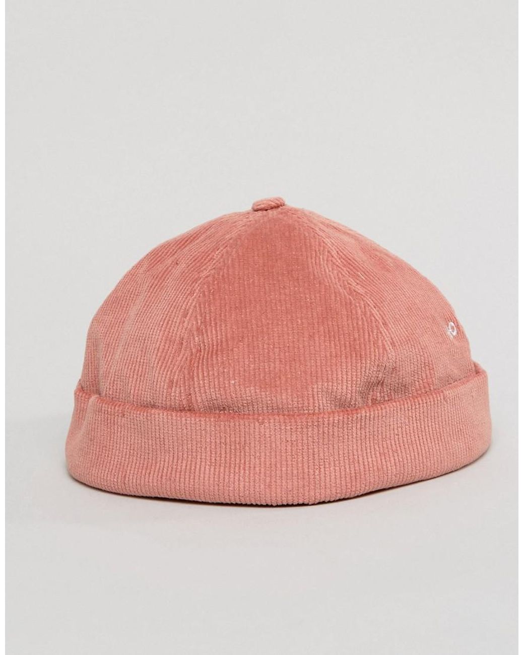 ASOS Cotton Docker Cap In Pink Cord 