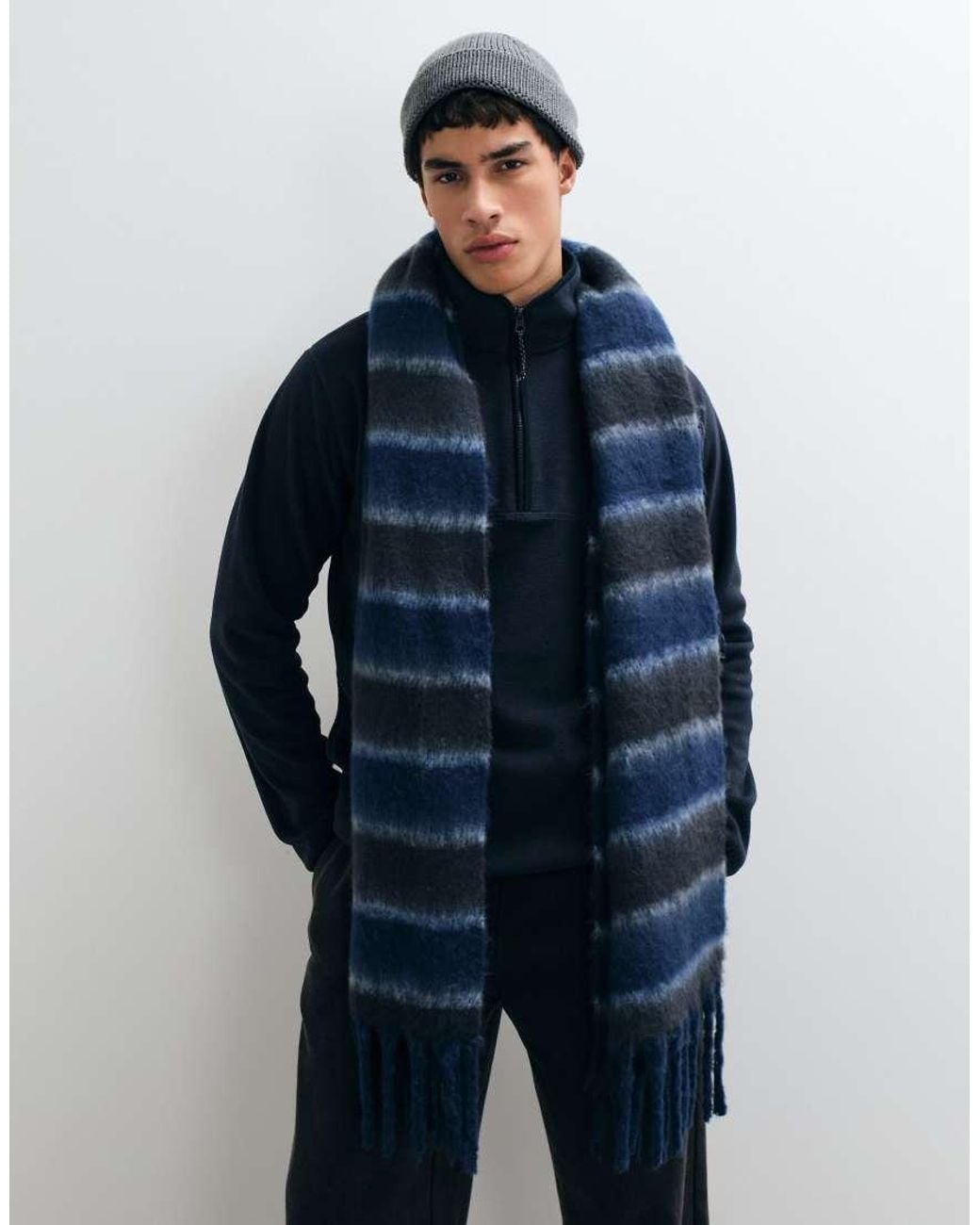 ASOS Blue Stripe Brushed Scarf for men