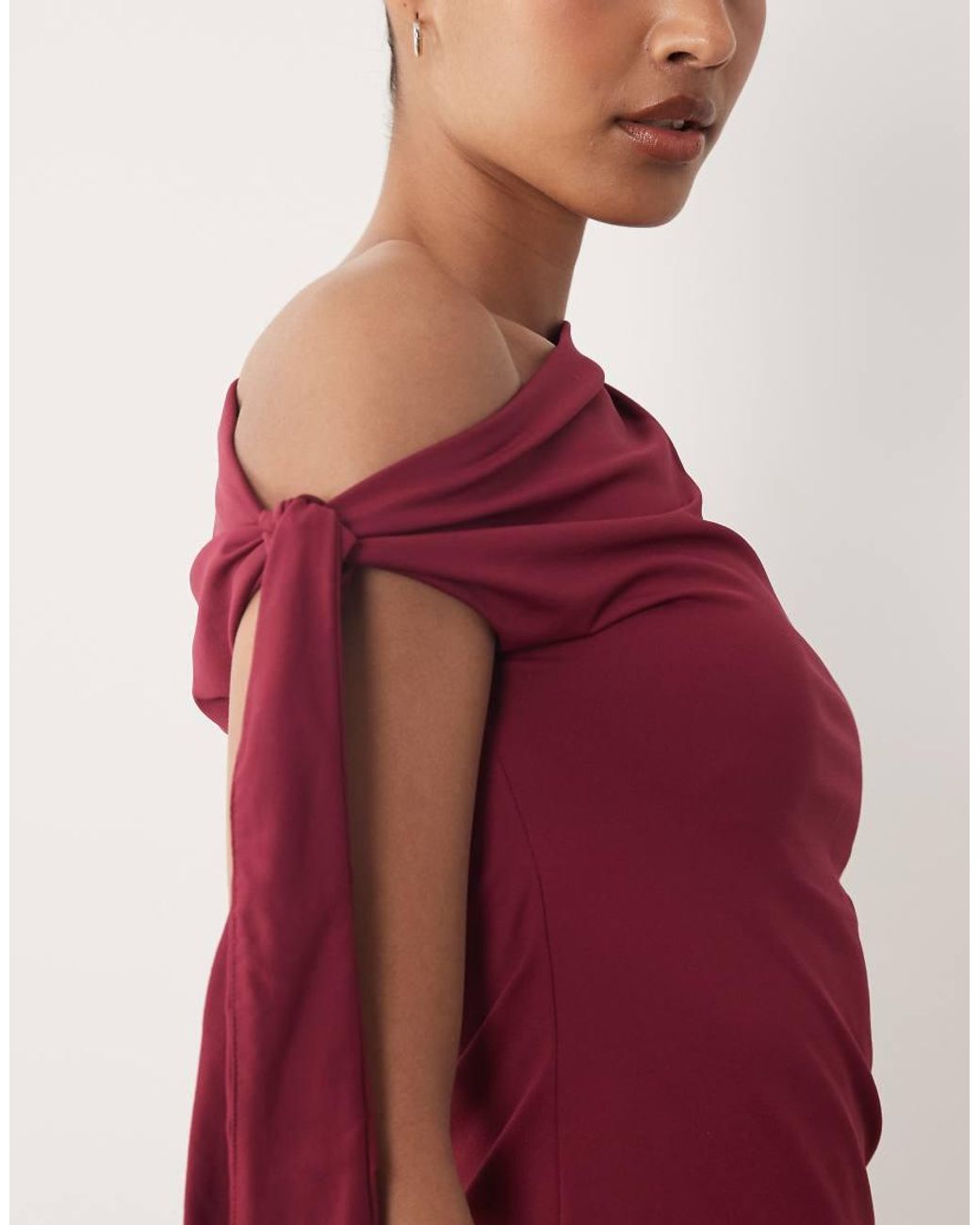 Gina Tricot Red Soft One Shoulder Tie Top