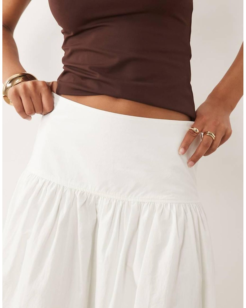 ARKET White Cotton Dropped Waist Skirt