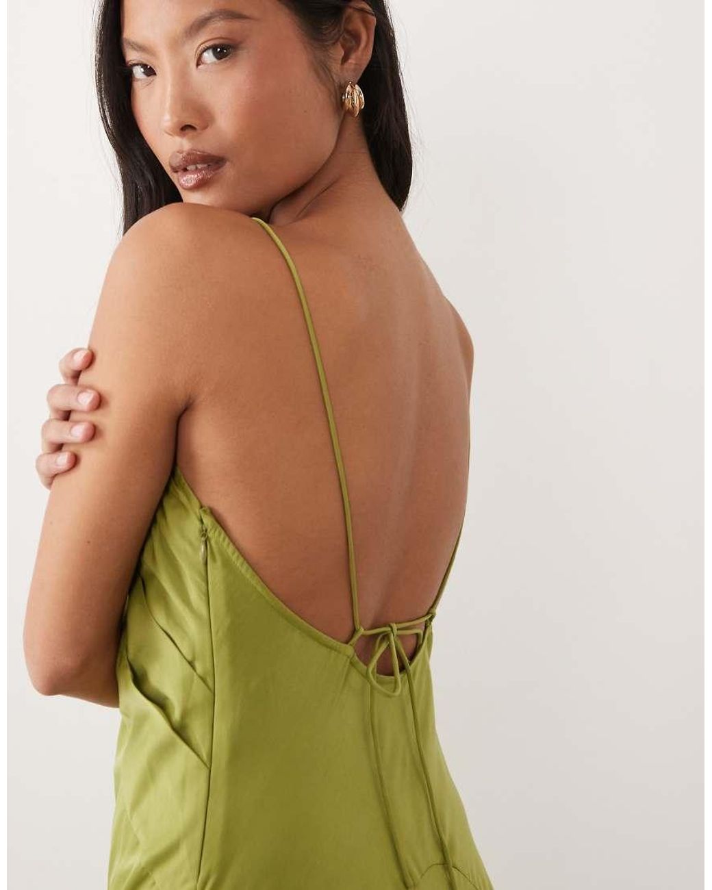 ASOS Green Asos Design Petite Scoop Neck Bias Cut Midaxi Dress