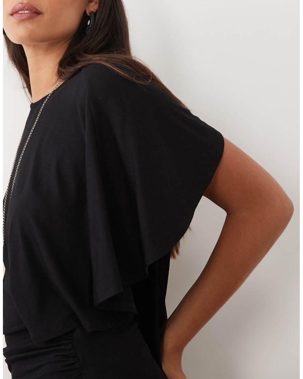 ASOS Blue One Sleeve Top With Asymmetric Drape Detail