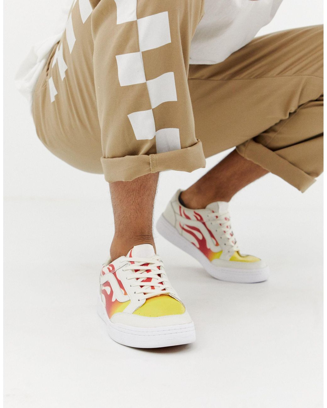Vans Highland Flame Trainers in White for Men | Lyst
