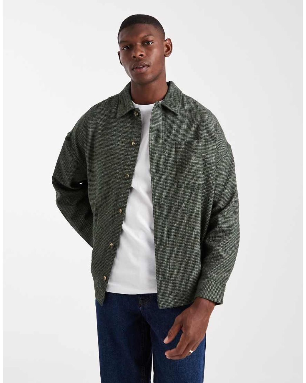 ASOS Gray Oversized Textured Shirt for men