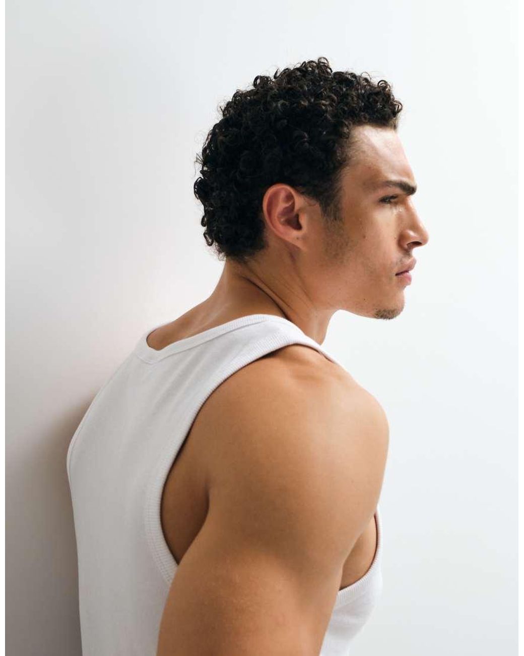 Only & Sons White Ribbed Tank Top for men