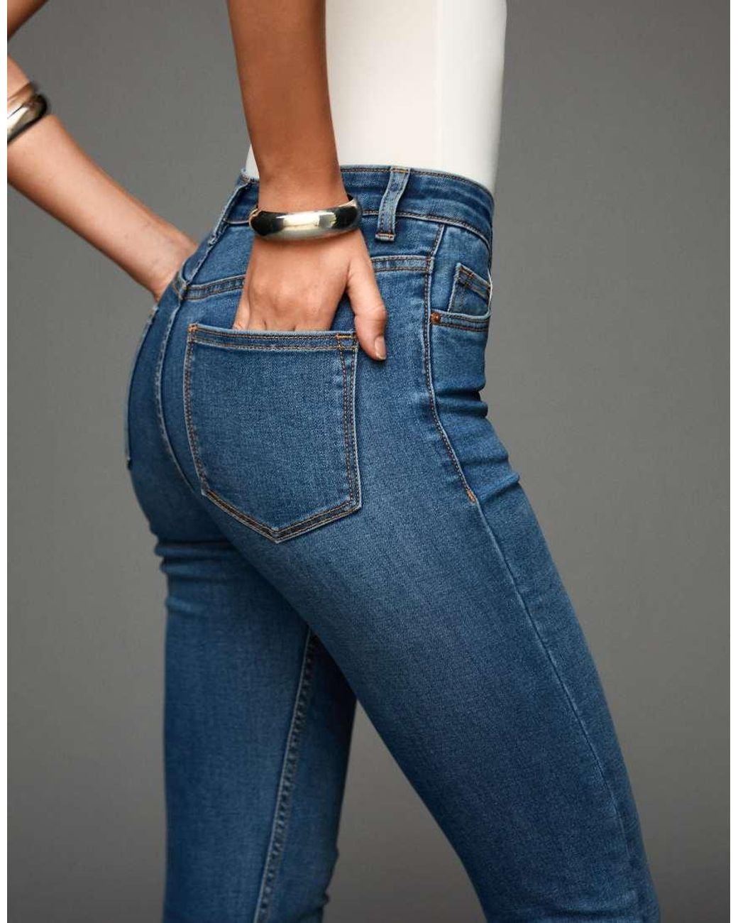 Bershka Gray Super High-waist Soft Skinny Jeans