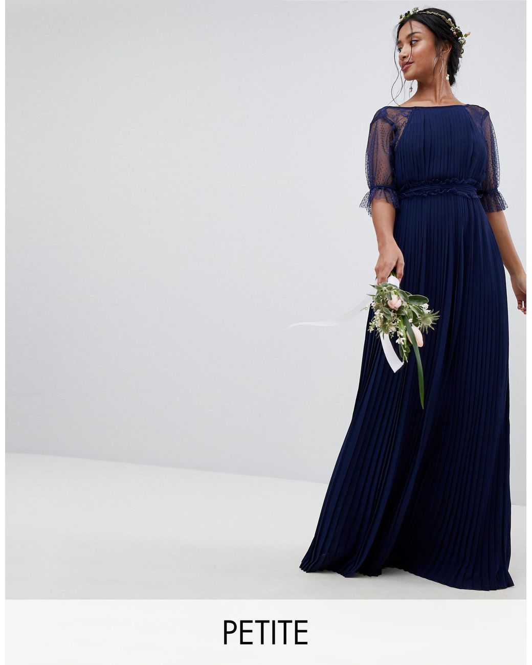 navy spot maxi dress