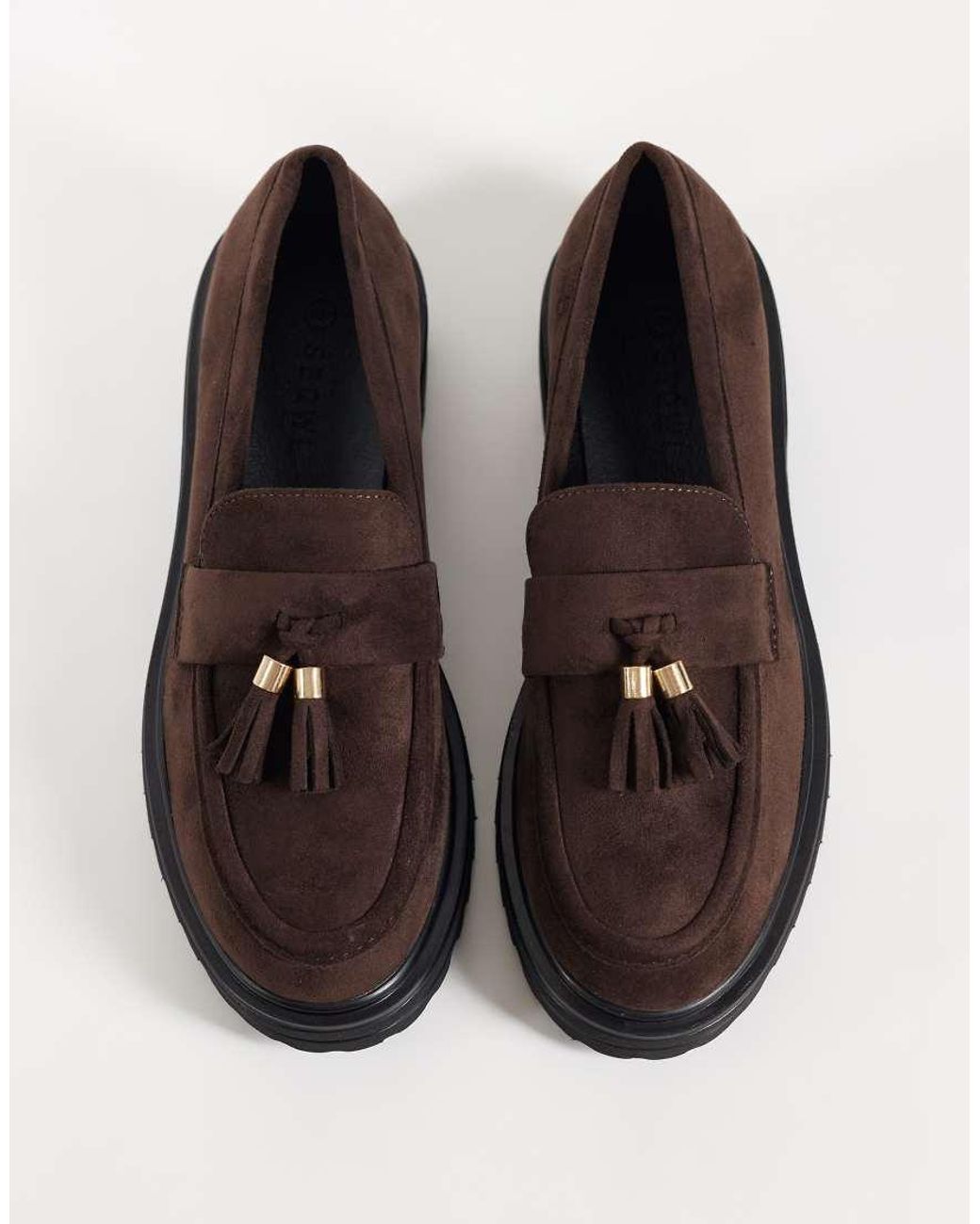 SEQWL Black Jeep Faux Suede Chunky Tassel Loafers