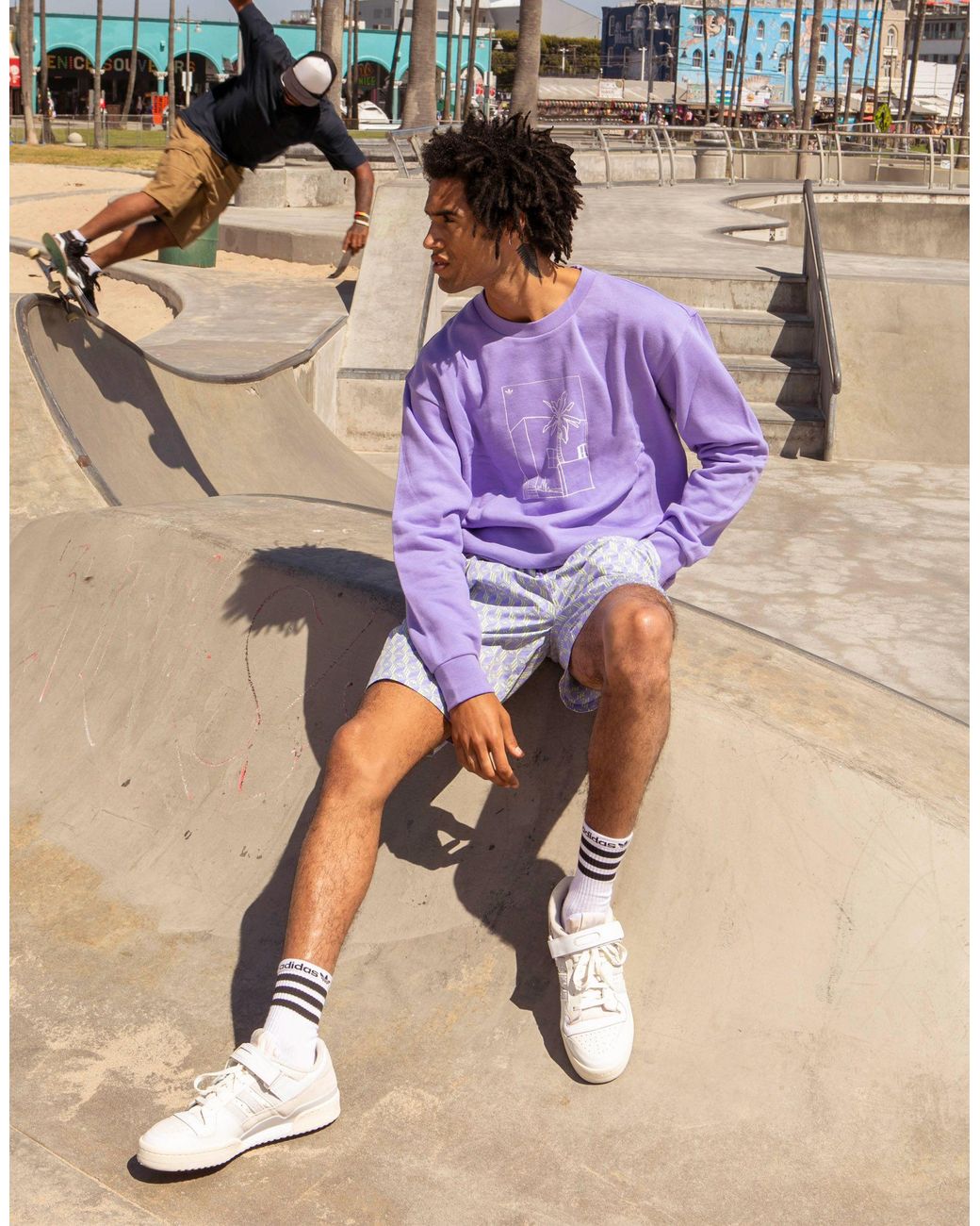 adidas Originals 'summer Club' Oversized Sweatshirt With Hand Drawn Graphic  in Purple for Men | Lyst