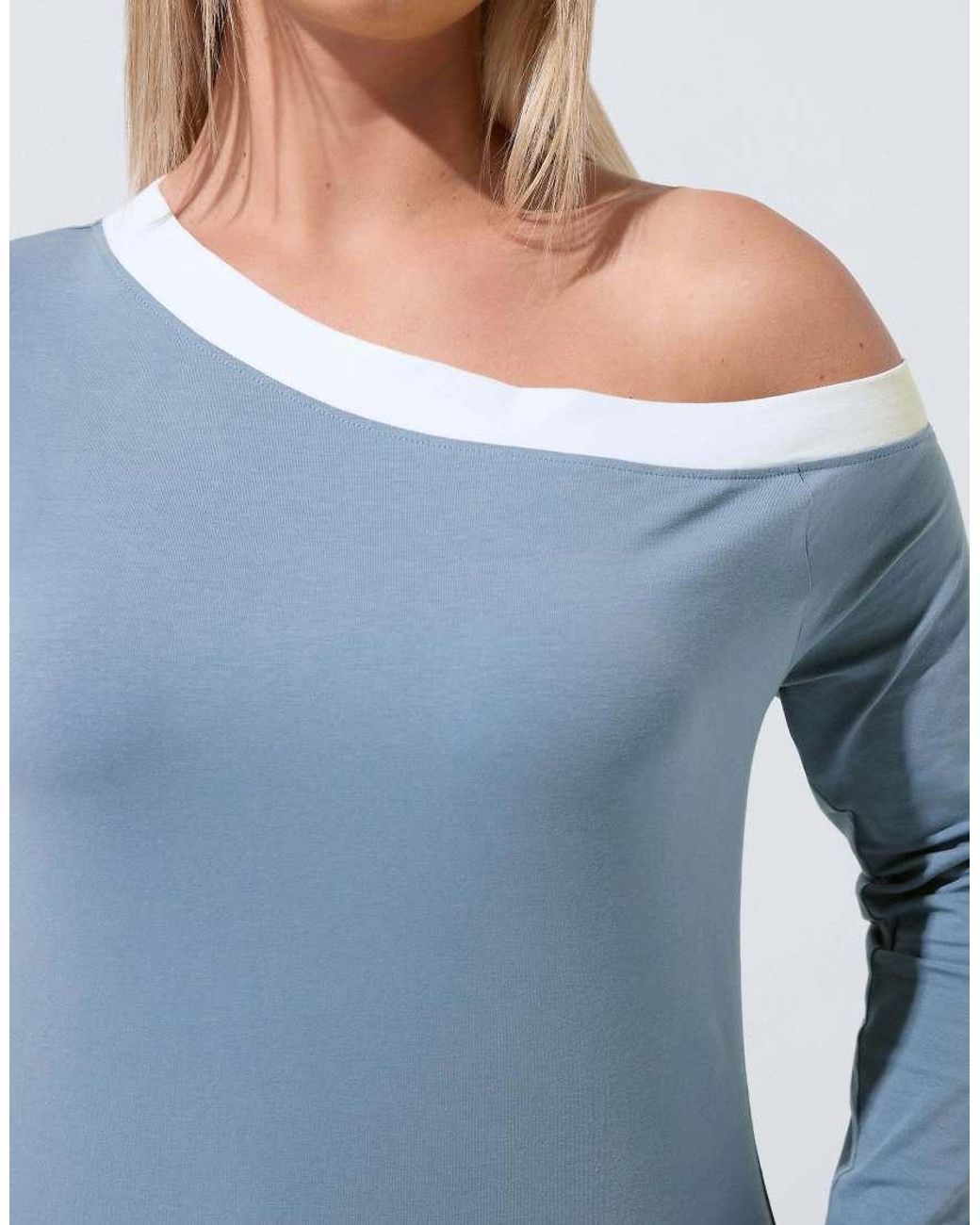Yours Clothing Blue Contrast Off Shoulder Top