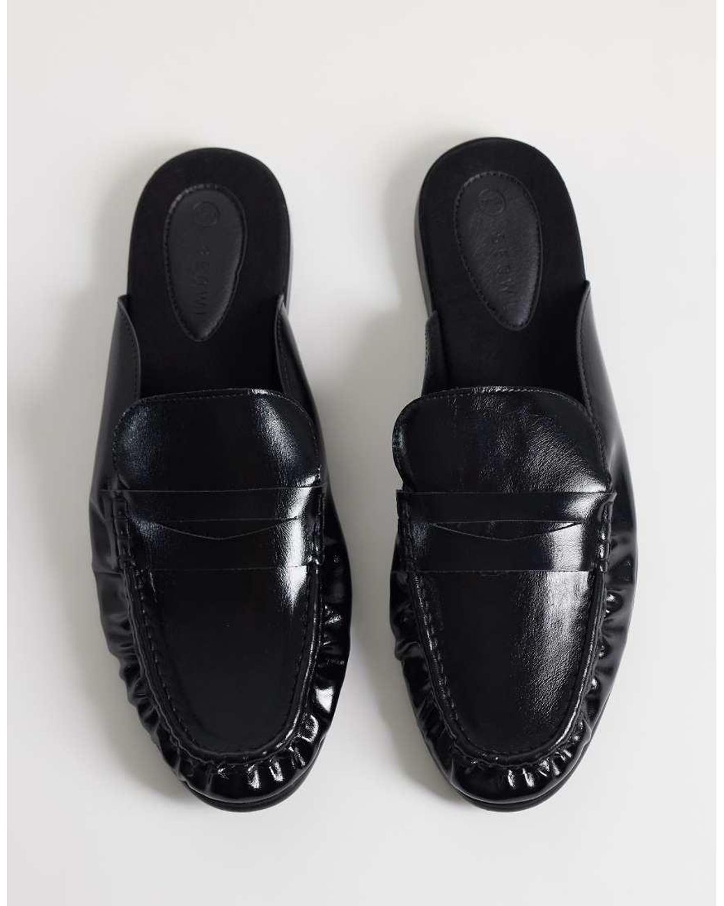 SEQWL Black Dash Refined Ruched Loafer Mules for men
