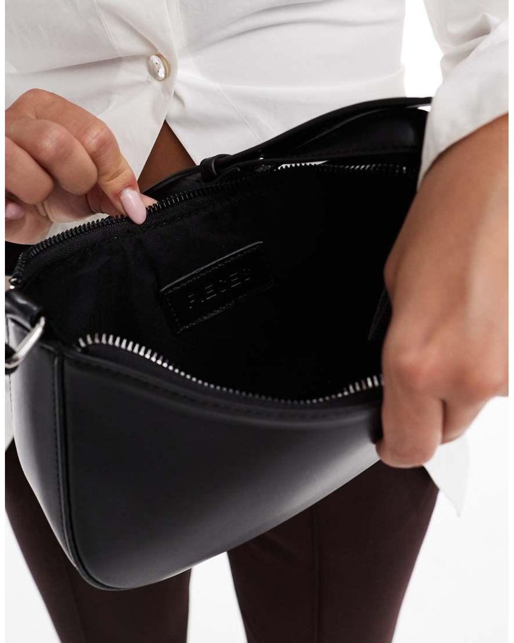 Pieces Black Leather Look Shoulder Bag