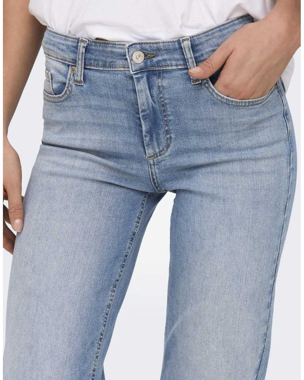 ONLY Blue Blush Mid Waist Straight Jeans Denim