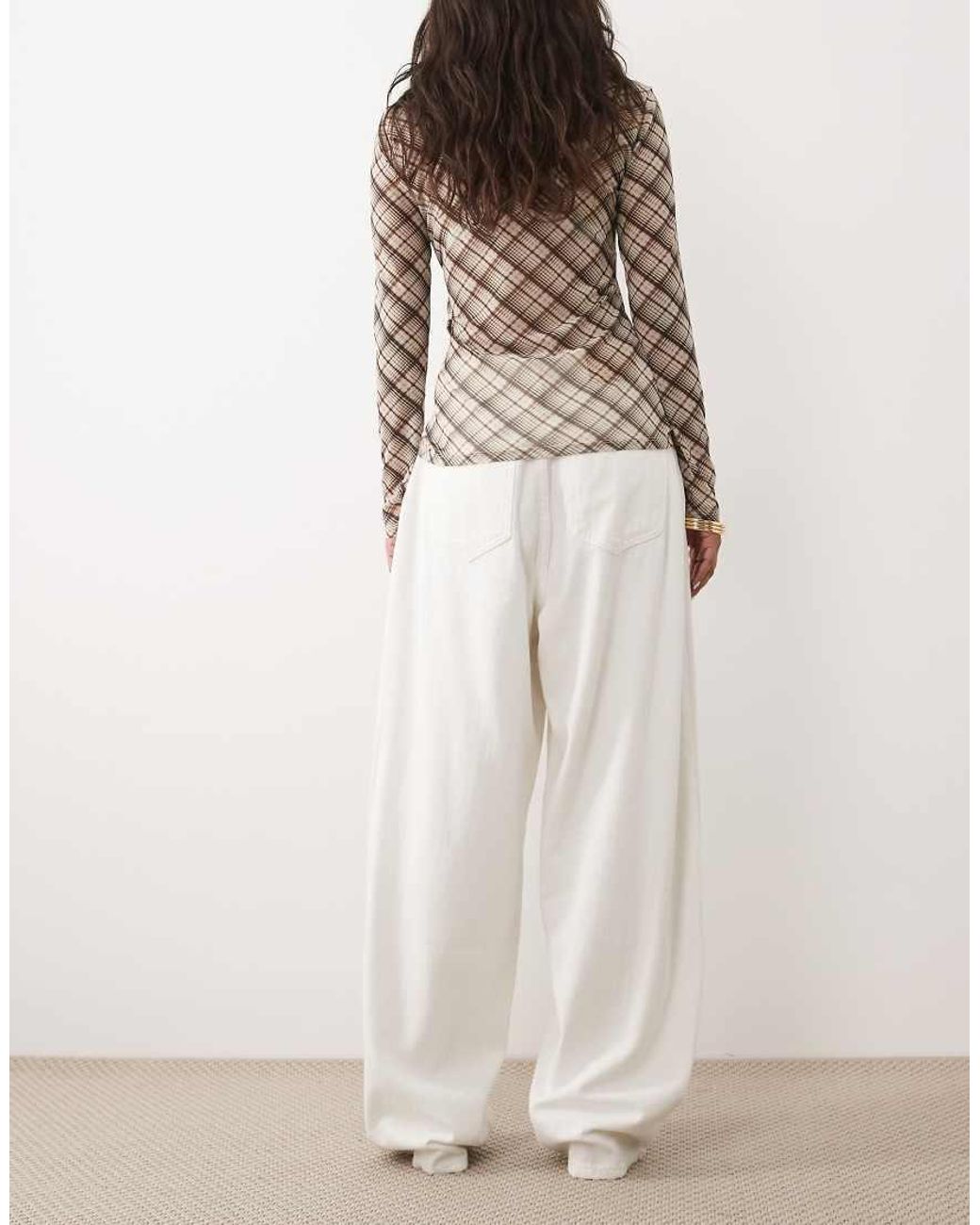 SNDY'S White Cotton Lightweight Slouch Balloon Leg Jeans