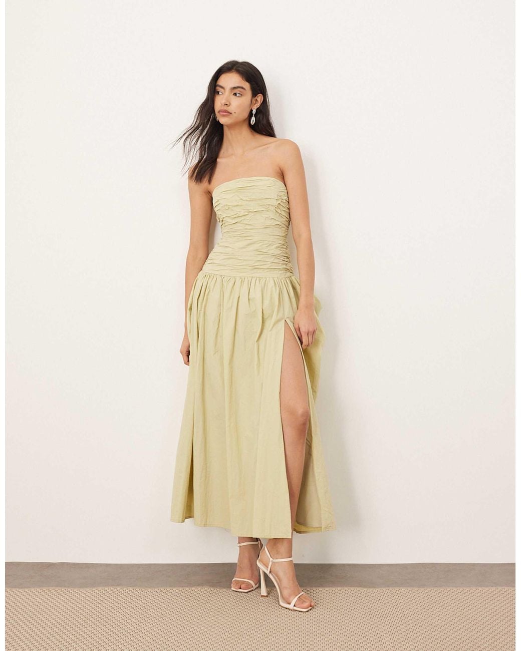 chinese dress ladies Bandeau Ruffle-Trim Corset Gown in Ivory - 14