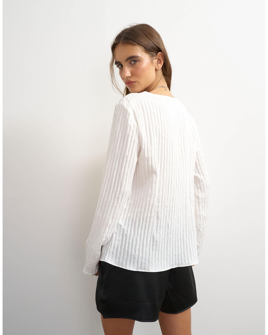 TOPSHOP White Bluse mit bindedetail