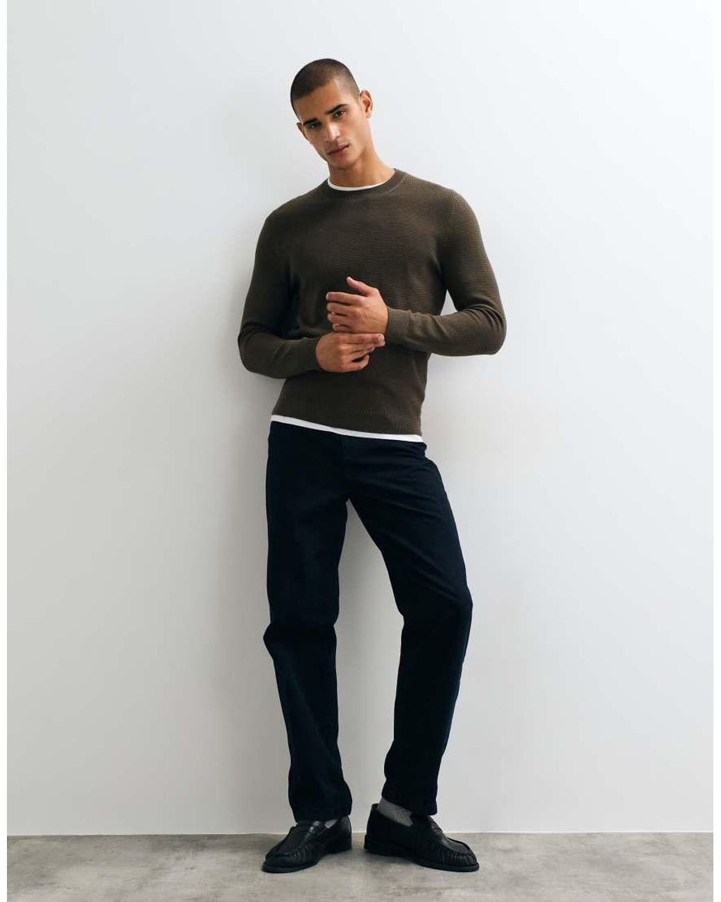 Mango Gray Knitted Jumper for men