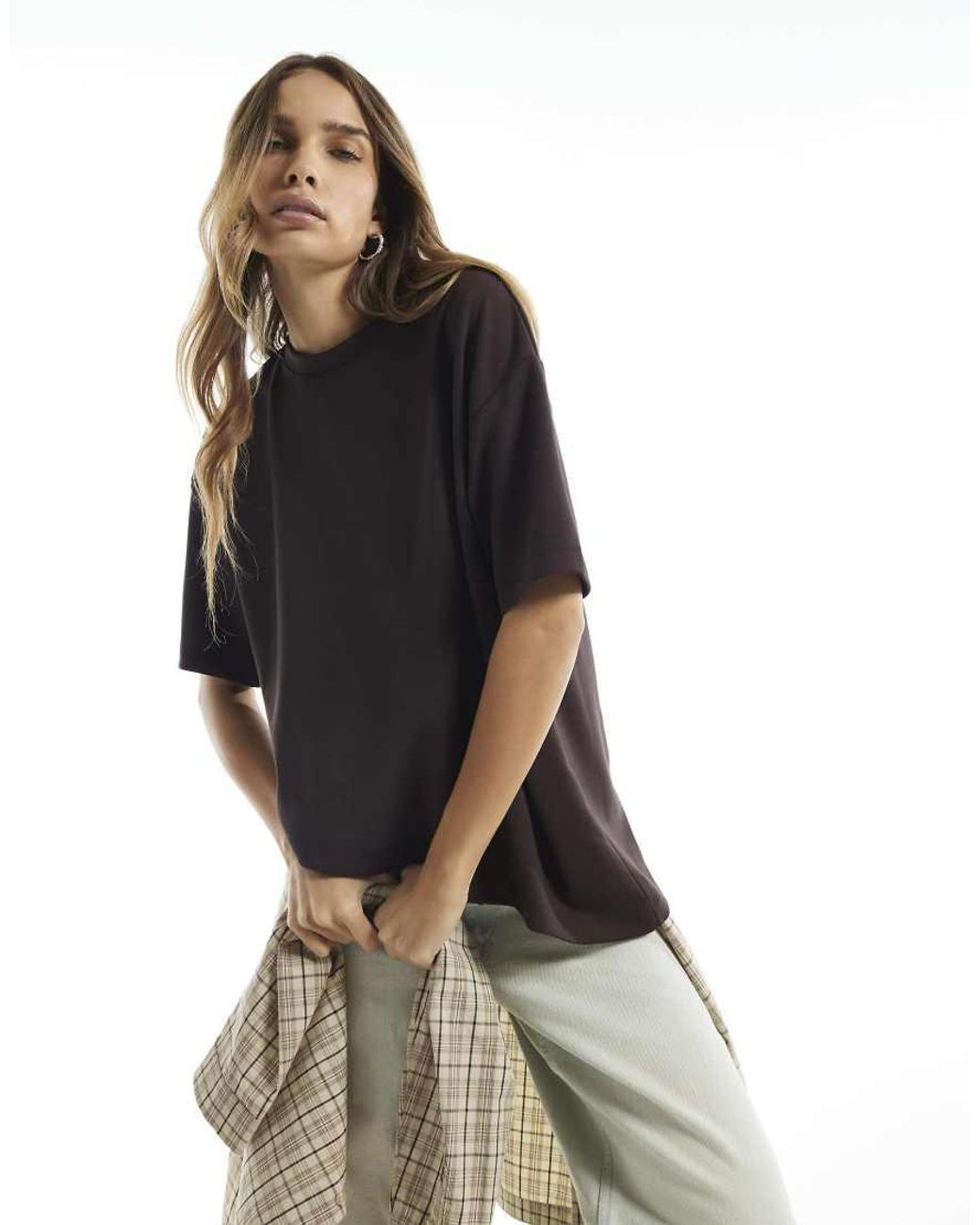 River Island Black Premium Asymmetric Short Sleeve T-Shirt