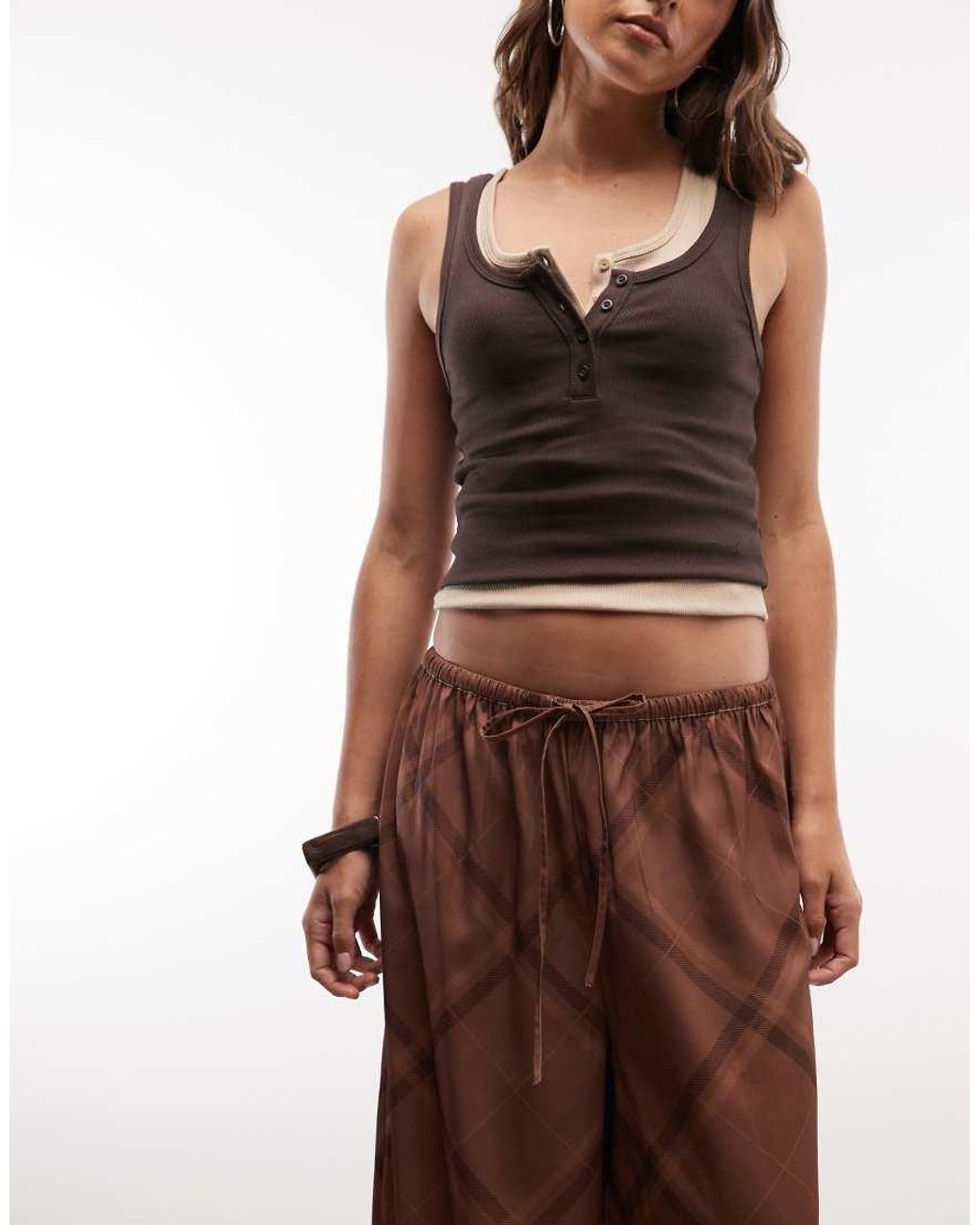 Reclaimed Vintage Brown Satin And Lace Balloon Trouser