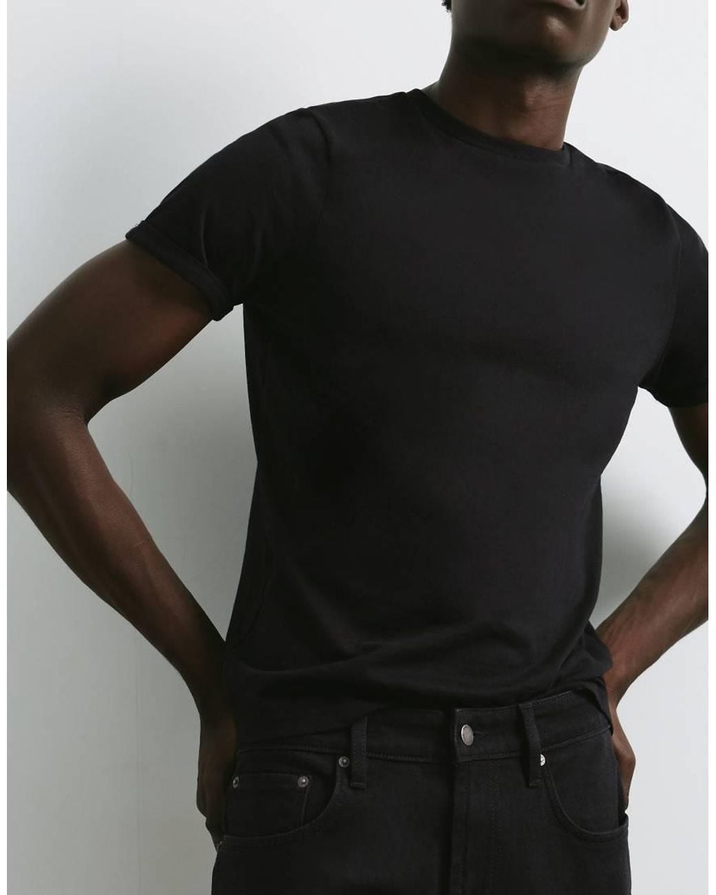 Pull&Bear Black Slim Fit Jeans for men
