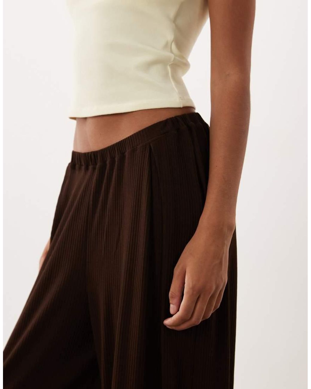 ASOS White Asos Design Tall Lounge Mix & Match Rib Wide Leg Bottom