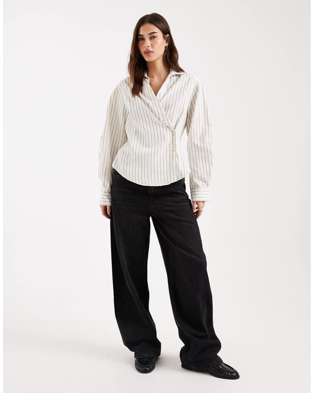ASOS White Wrap Shirt With Cocoon Sleeve