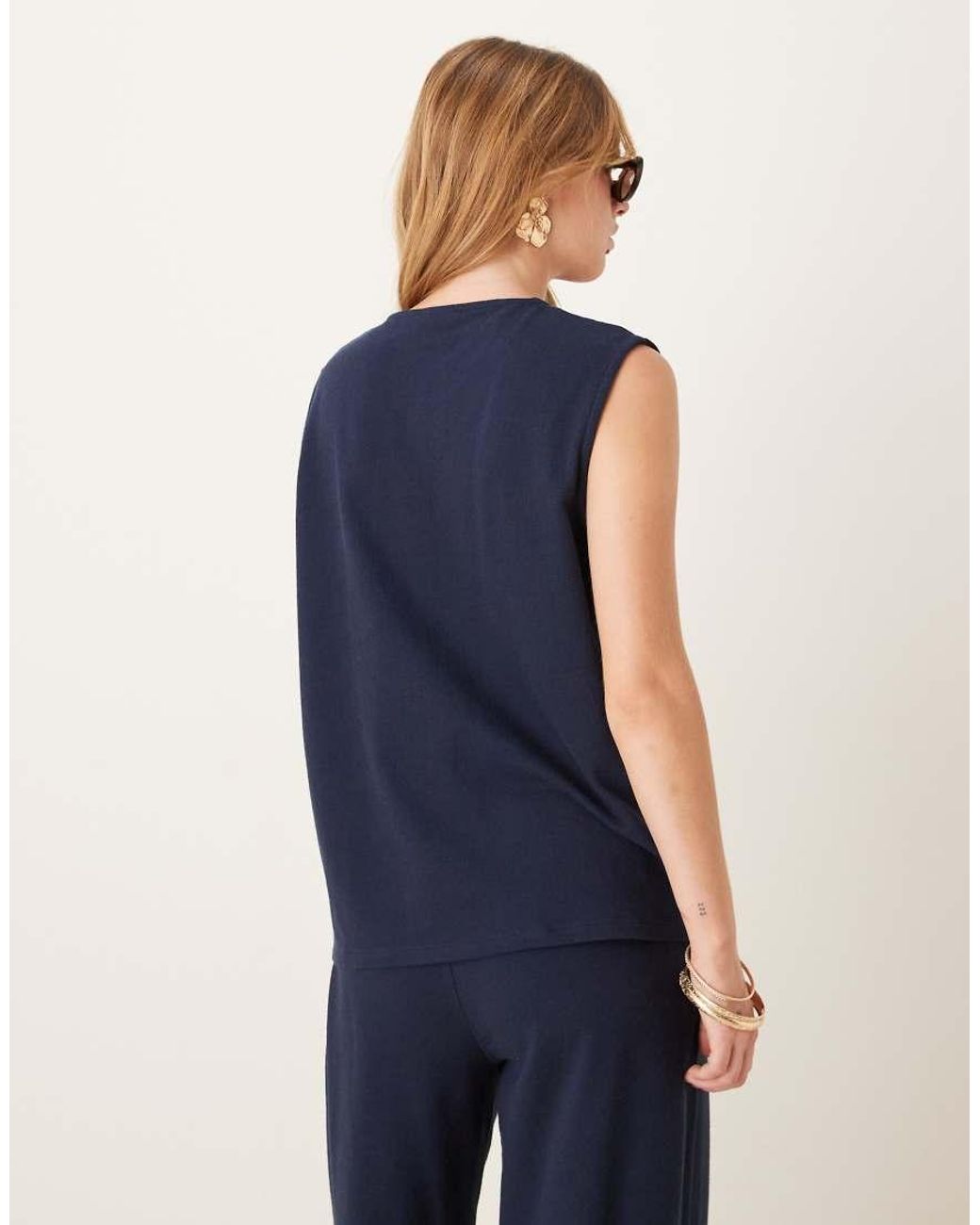 ASOS Blue Textured Knit Oversized Waistcoat