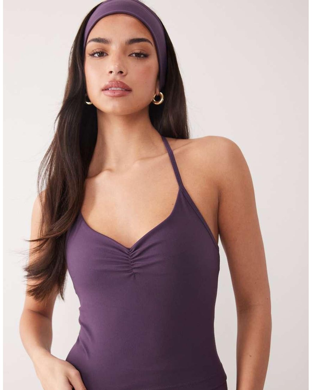 4505 Purple Ruched Front Yoga Cami