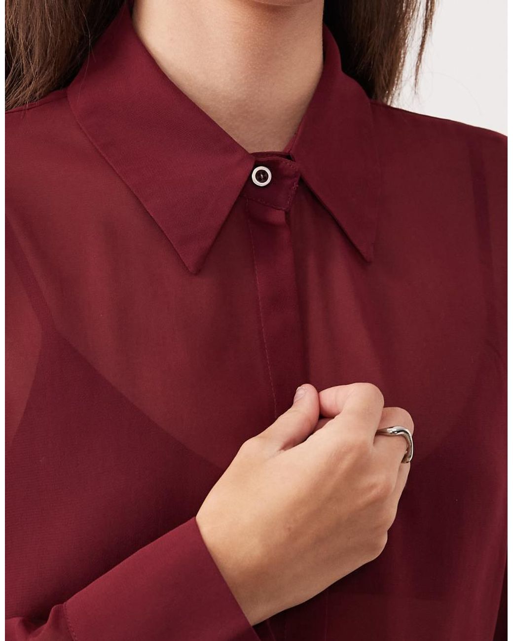 Motel Red Azphira Long Sleeve Mesh Playsuit
