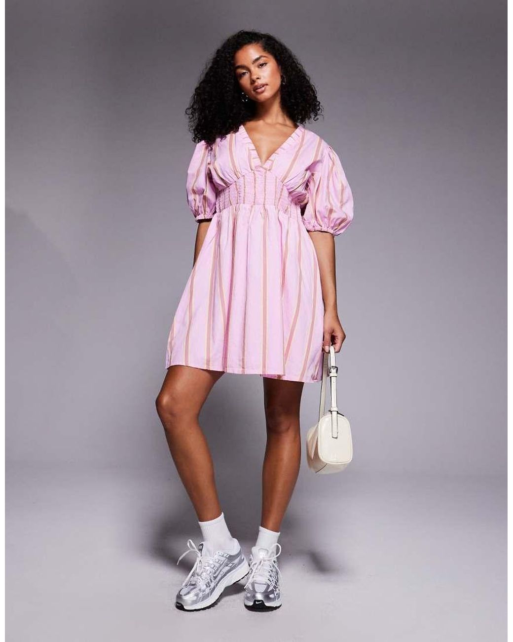 River Island Pink Puff Sleeve Mini Dress