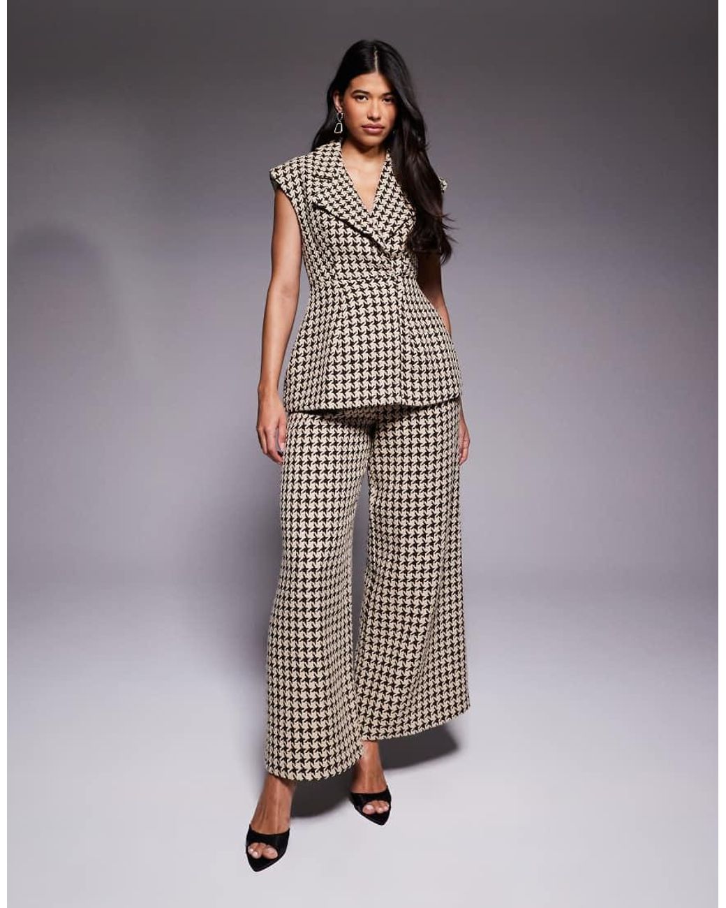 ASOS Gray Co-Ord Structured Houndstooth Waistcoat