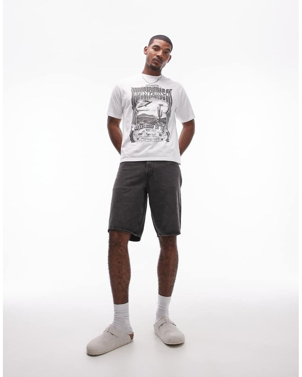 Levi's White 478 baggy Denim Shorts for men