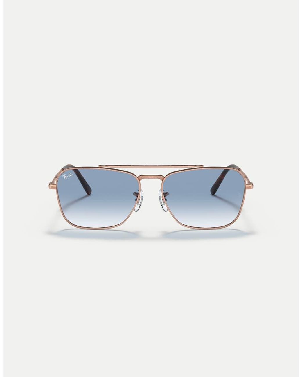 Gafas De Sol Dorado Rosado Cuadradas Con Lentes Azules New Caravan De Ray-Ban de color Blue