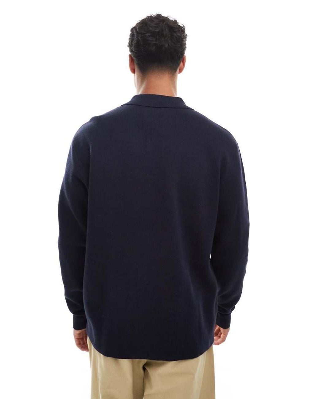 Jack & Jones Blue Premium Knitted Cardigan With Collar for men