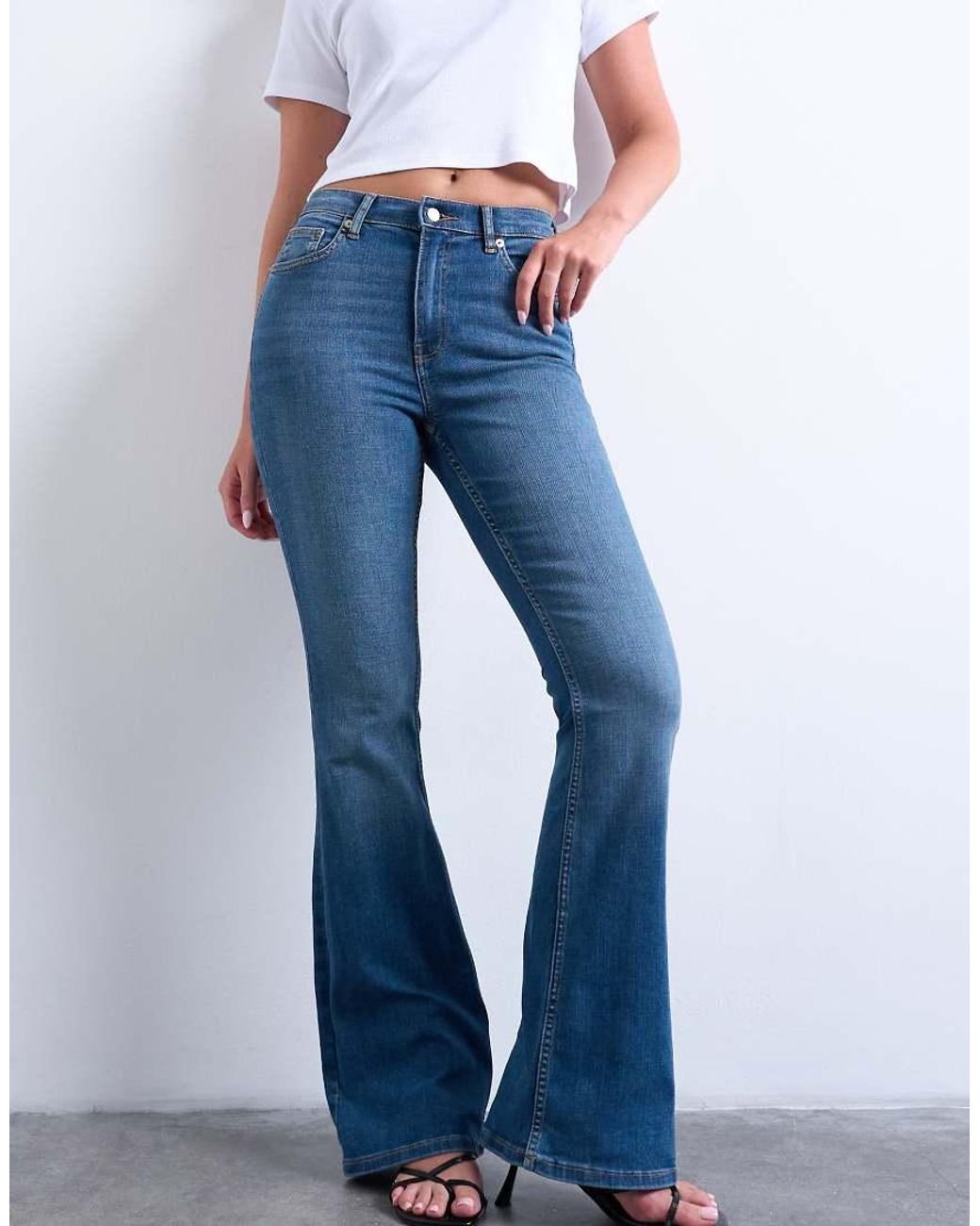 Topshop Hourglass Blue Jamie Flare High Rise Jeans