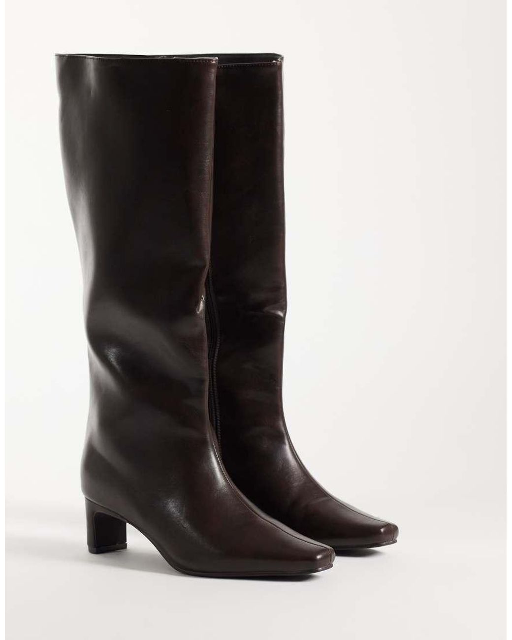 SEQWL Wide Fit Black Woody Chisel Toe Knee High Kitten Heel Boots