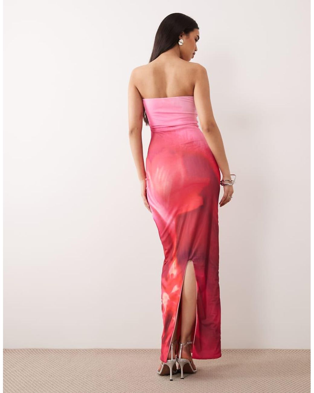 Murci Pink Mesh Bandeau Maxi Dress