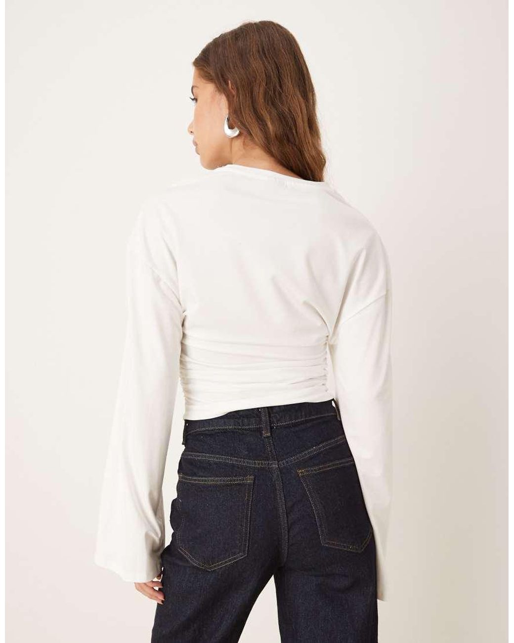 Gina Tricot White Wide Sleeve Top