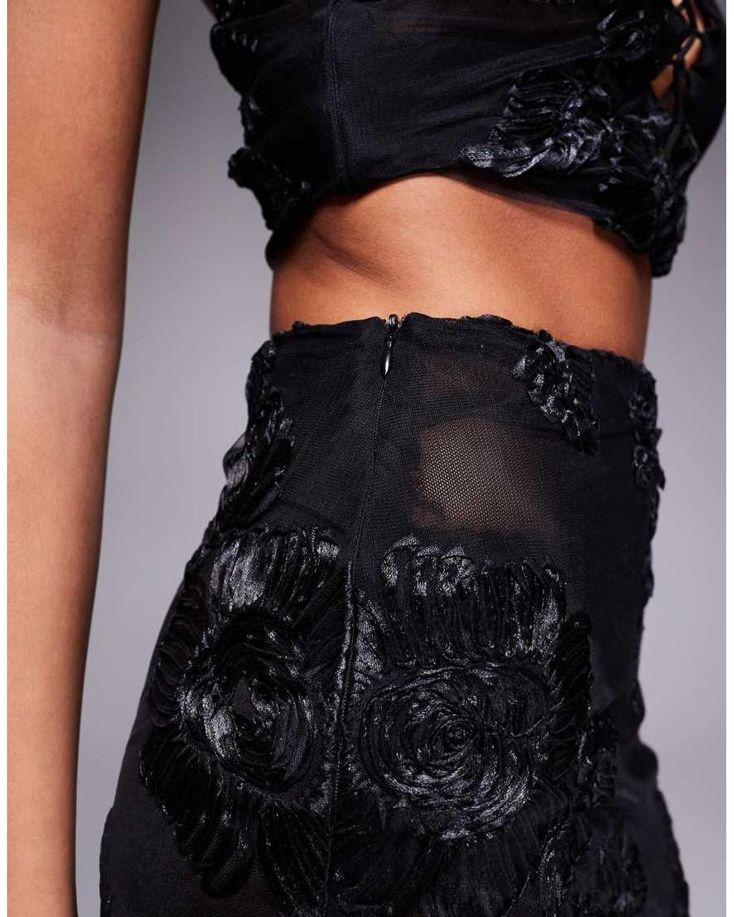 Murci Black Exclusive Mesh Column Maxi Skirt Co-Ord