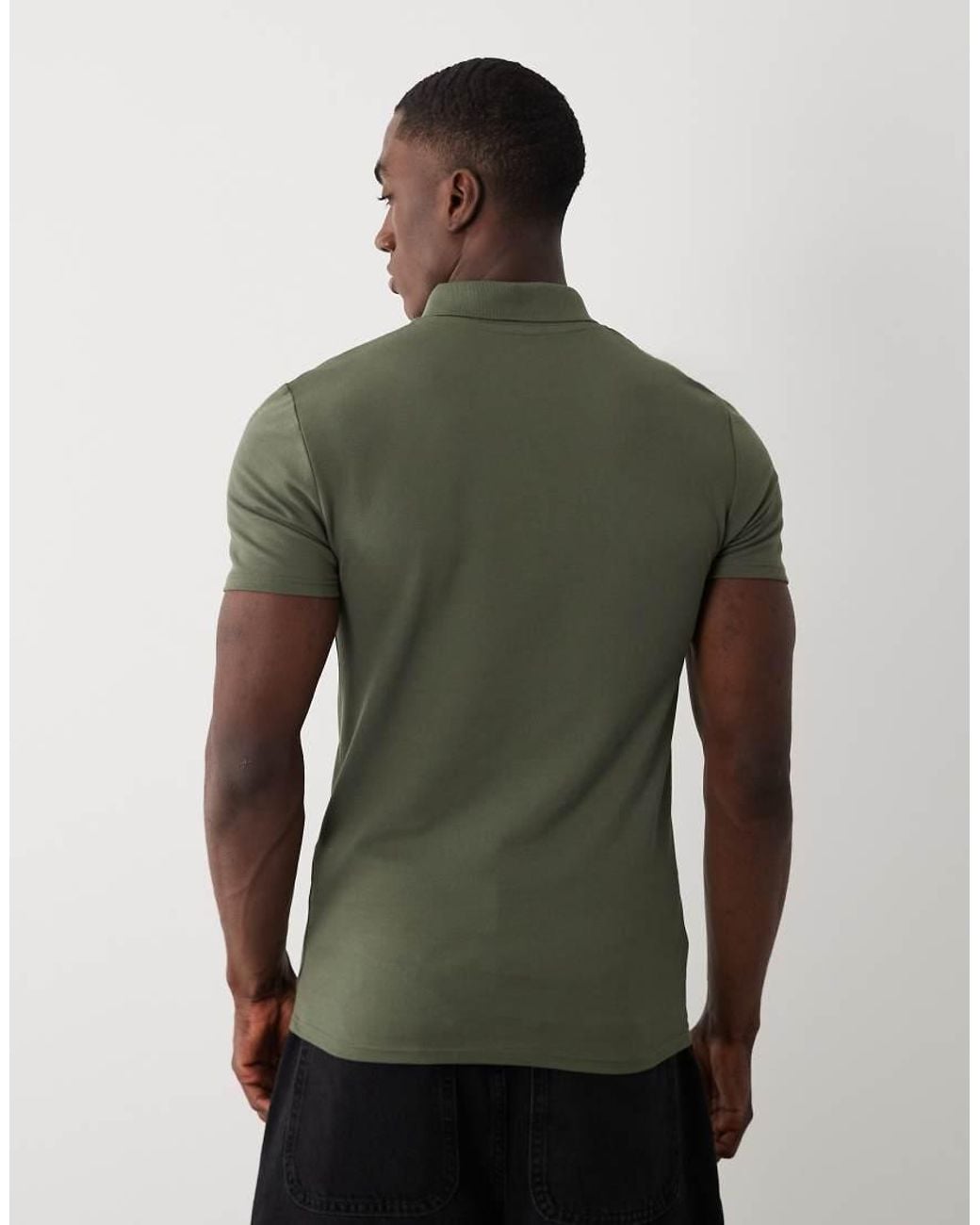 ASOS Green Essentials Muscle Fit Polo for men